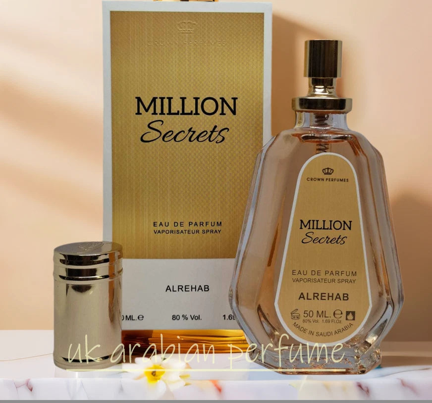 MILLION Secrets Eau De Parfum 50 ML Natural Spray ORIGINAL Crown Perfumes