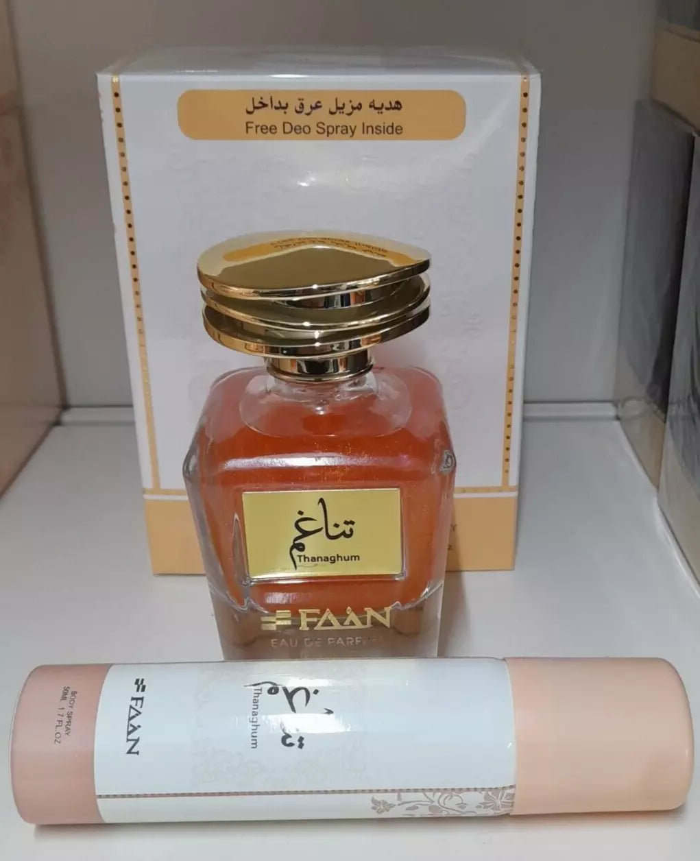 THANAGHUM E D Parfum 100 ml Women By FAAN AL IBDAA UAE Plus Deodorant FREE
