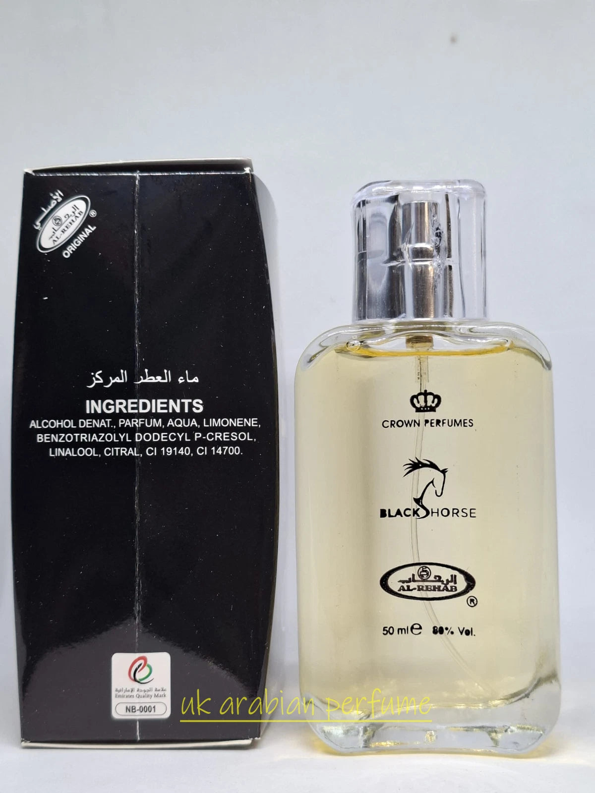 BLACK HORSE Eau De Parfum 50 ML Natural Spray ORIGINAL Crown Perfumes
