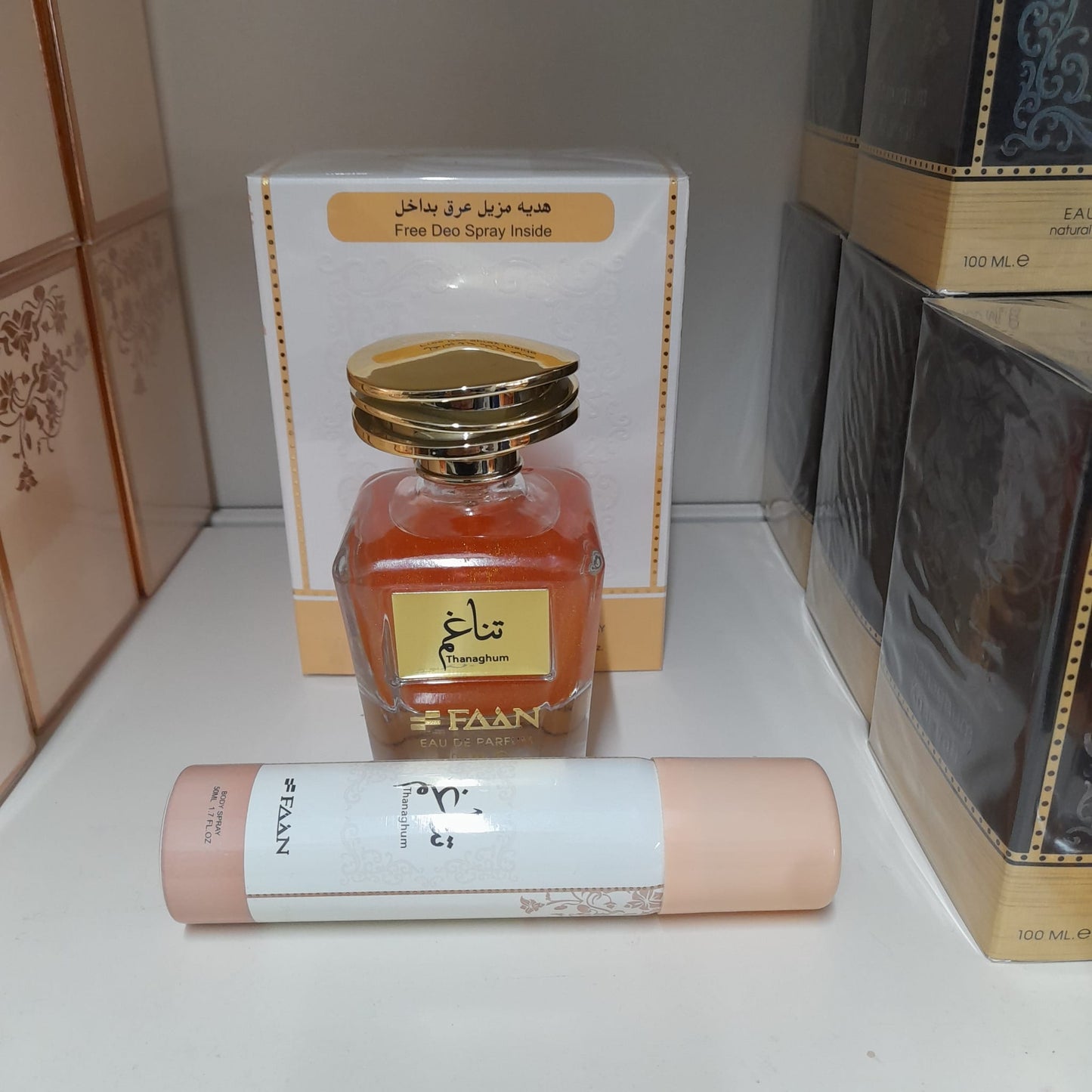 THANAGHUM E D Parfum 100 ml Women By FAAN AL IBDAA UAE Plus Deodorant FREE