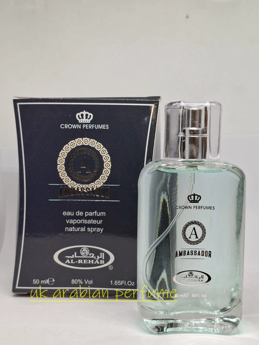 AMBASSADOR Eau De Parfum 50 ML Natural Spray ORIGINAL Crown Perfumes