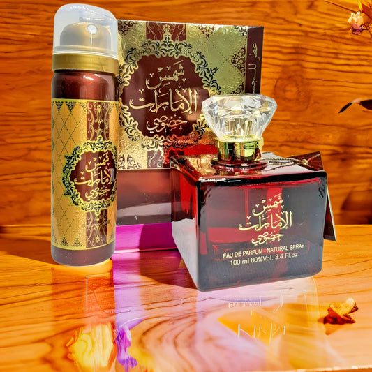 SHAMS AL EMARAT KHUSUSI 100ML Eau De Parum + 50 ml Perfumed Spray-2pcs Gift Set